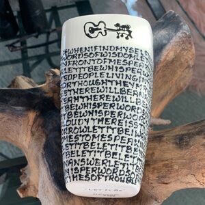 1 of a Kind LET IT BE Handcrafted Ceramic Tumbler w Lyrics signed by Artist 2004